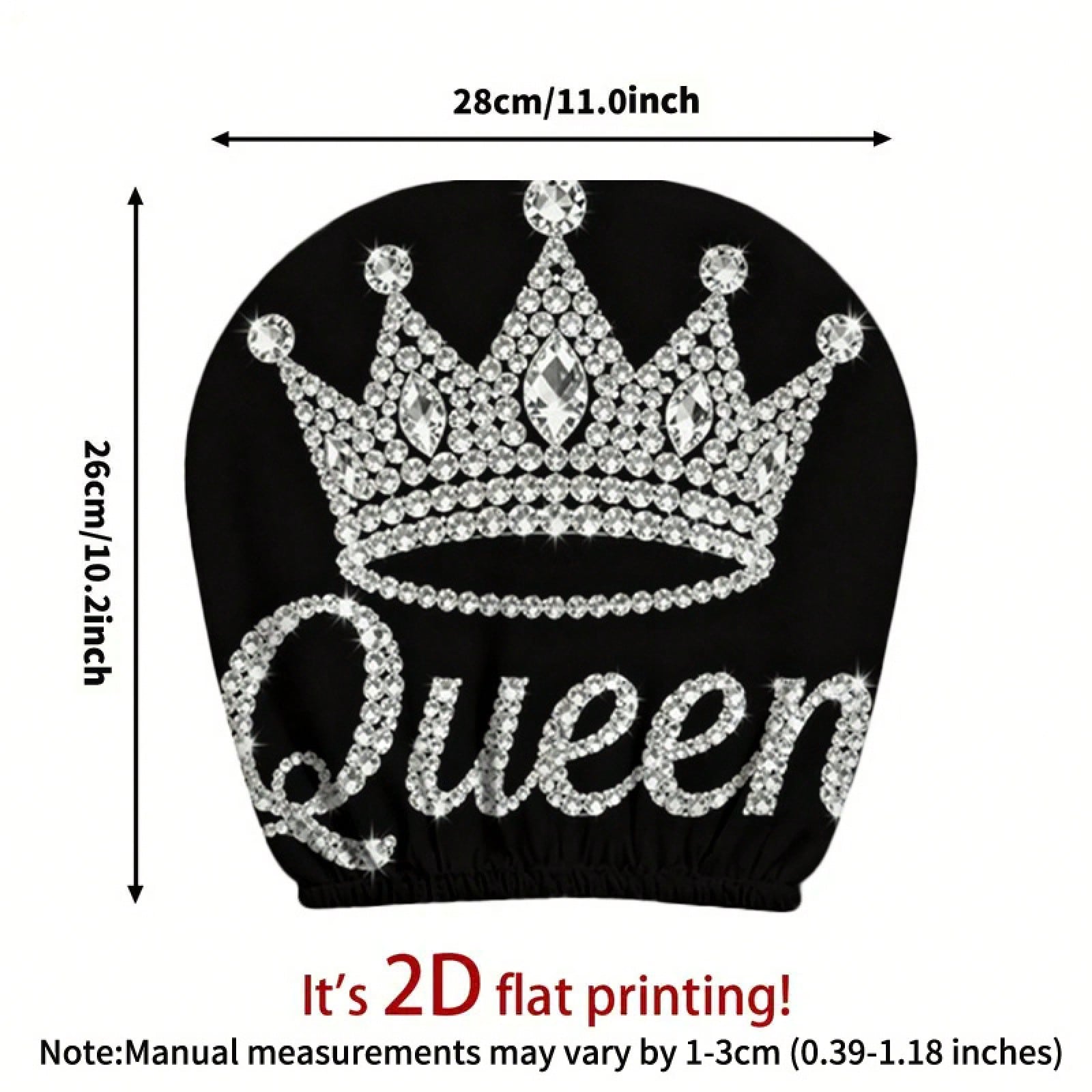 Diamond Queen Crown Pattern Printed Car Headrest Protector, 2D Flat, Suitable For Travel/Car Interior Decoration/Festive Fashion Interior Decoration, Car Seat Cover, Car Accessories, Suitable For All