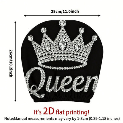 Diamond Queen Crown Pattern Printed Car Headrest Protector, 2D Flat, Suitable For Travel/Car Interior Decoration/Festive Fashion Interior Decoration, Car Seat Cover, Car Accessories, Suitable For All