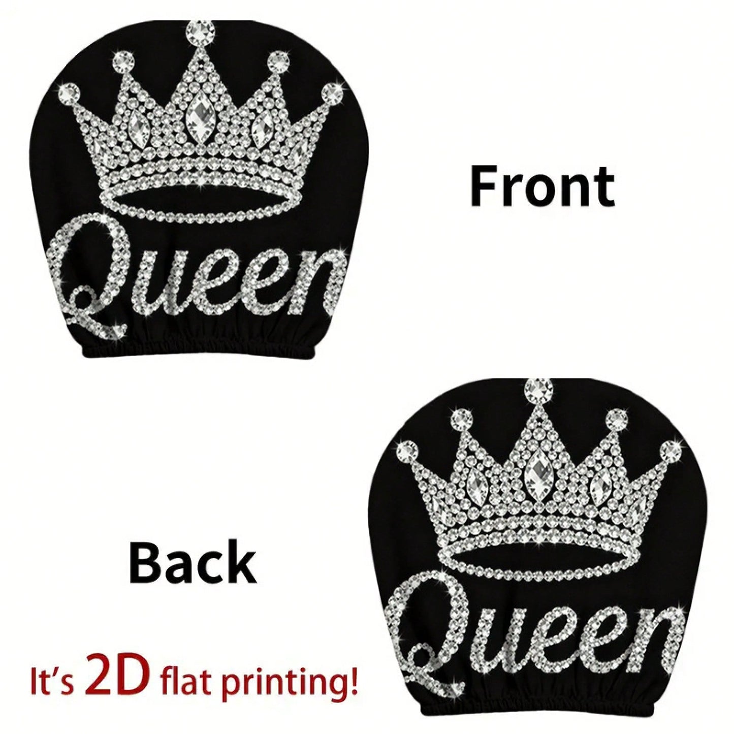 Diamond Queen Crown Pattern Printed Car Headrest Protector, 2D Flat, Suitable For Travel/Car Interior Decoration/Festive Fashion Interior Decoration, Car Seat Cover, Car Accessories, Suitable For All