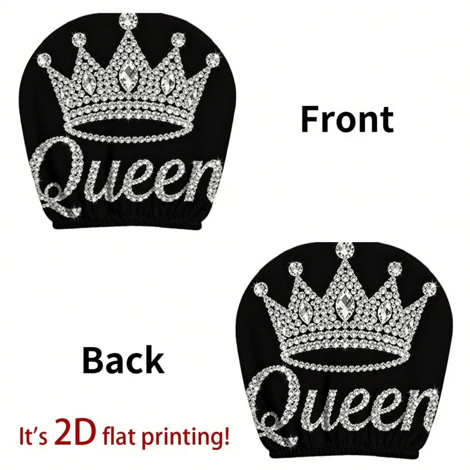 Diamond Queen Crown Pattern Printed Car Headrest Protector, 2D Flat, Suitable For Travel/Car Interior Decoration/Festive Fashion Interior Decoration, Car Seat Cover, Car Accessories, Suitable For All
