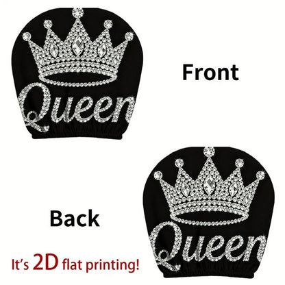 Diamond Queen Crown Pattern Printed Car Headrest Protector, 2D Flat, Suitable For Travel/Car Interior Decoration/Festive Fashion Interior Decoration, Car Seat Cover, Car Accessories, Suitable For All