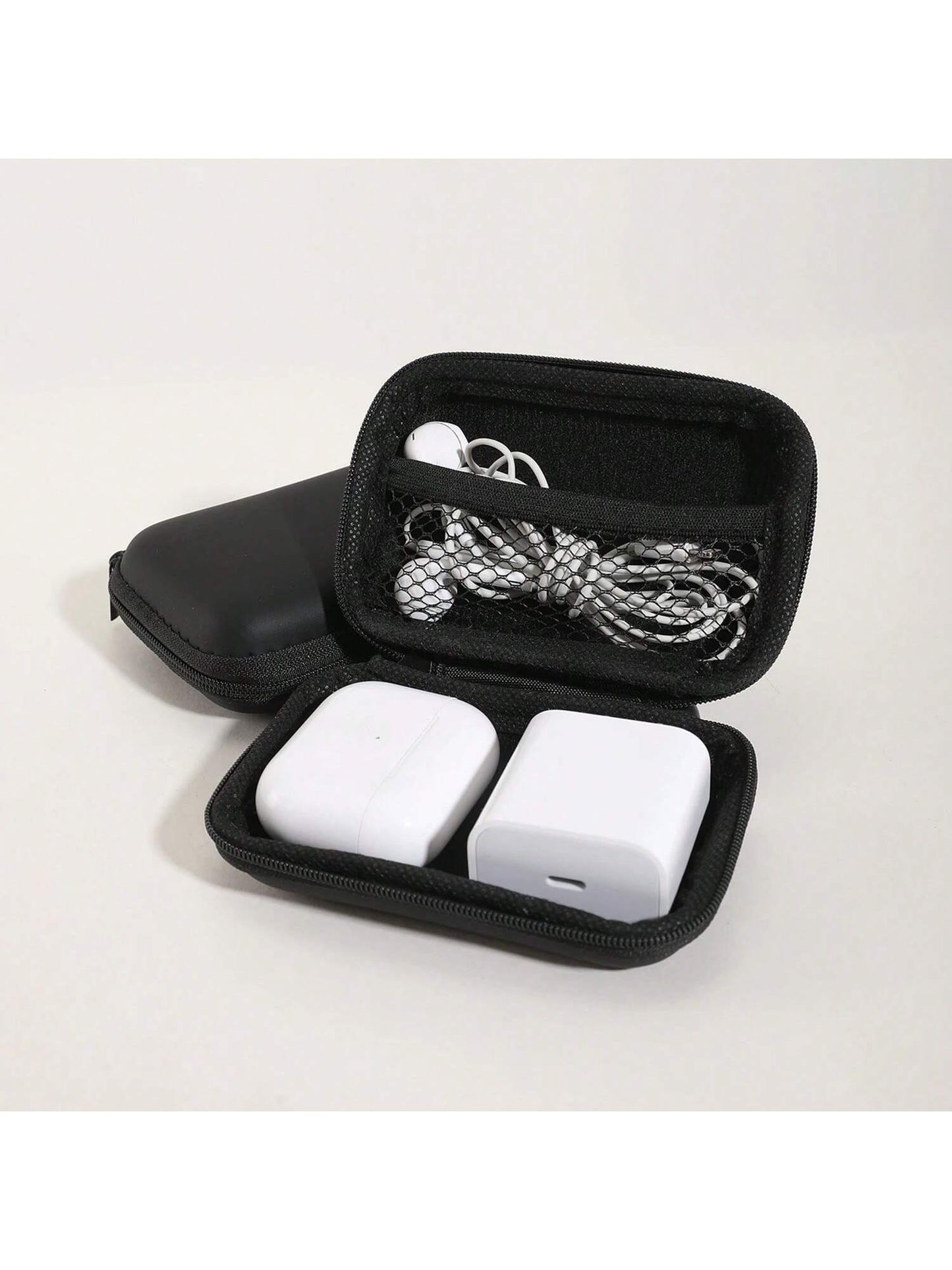 Digital Accessory EVA Storage Box, Suitable For Cable Storage, Portable Double-Layer Power And Hard Drive Protection Case, Dust-Proof Data Cable And Headphones Storage Bag, Wireless Headphones, Blueto