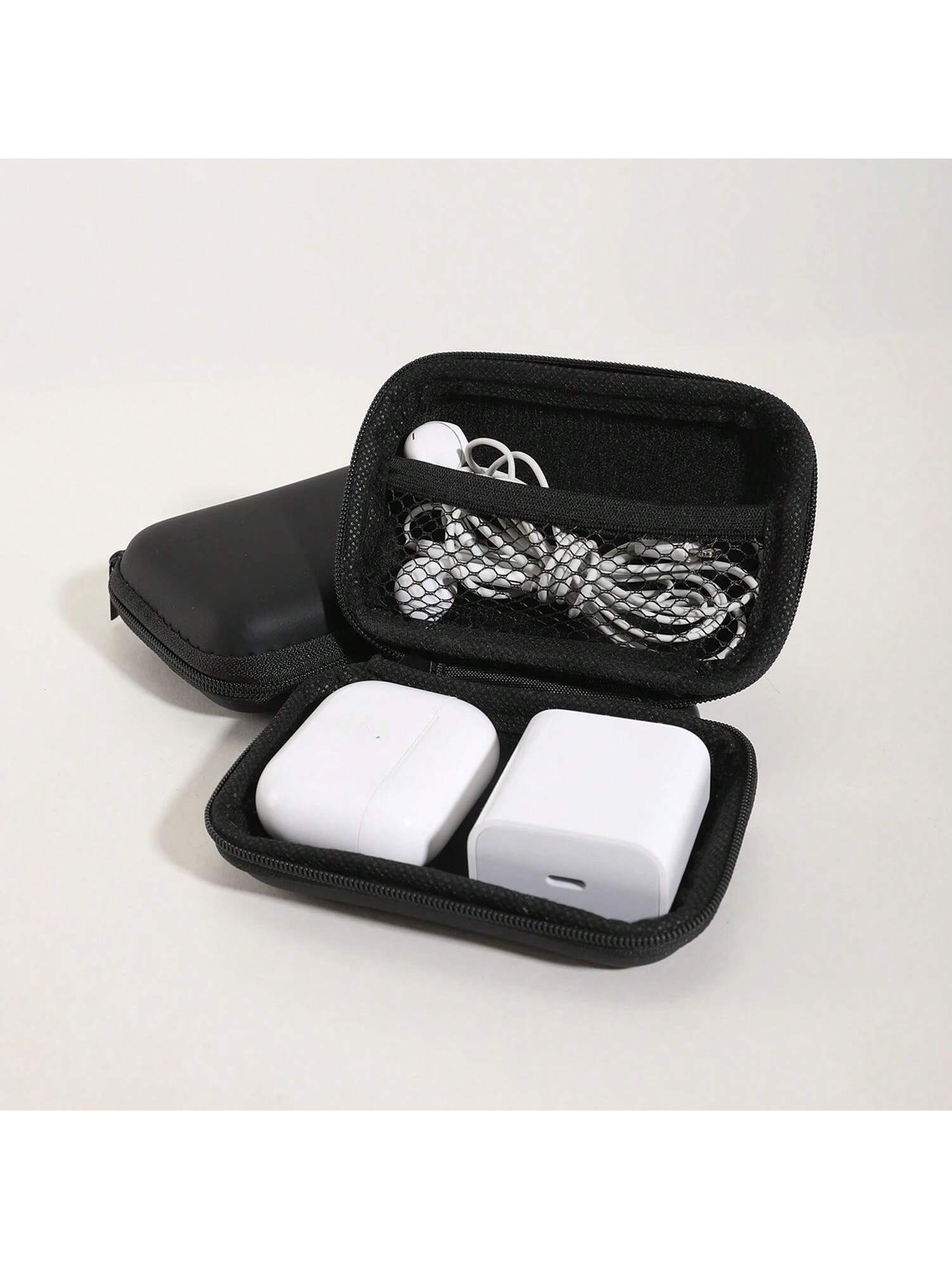 Digital Accessory EVA Storage Box, Suitable For Cable Storage, Portable Double-Layer Power And Hard Drive Protection Case, Dust-Proof Data Cable And Headphones Storage Bag, Wireless Headphones, Blueto