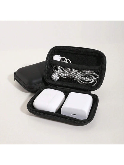 Digital Accessory EVA Storage Box, Suitable For Cable Storage, Portable Double-Layer Power And Hard Drive Protection Case, Dust-Proof Data Cable And Headphones Storage Bag, Wireless Headphones, Blueto