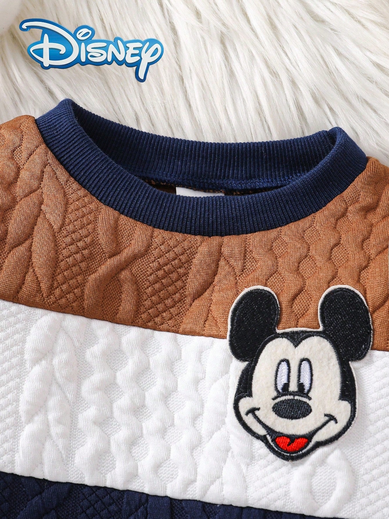 Disney Autumn/Winter Mickey Mouse Cute Long Sleeve Sweatshirt And Pants Set With Cartoon Pattern, Slight Stretch, Suitable For Newborn Baby Daily Wear As Holiday Gift
