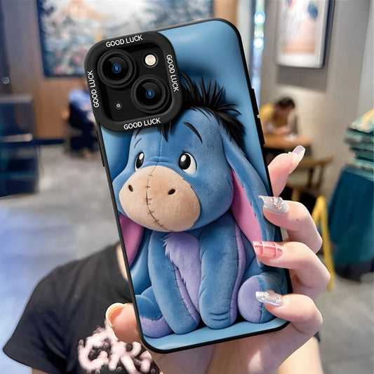 Disney Winnie The Pooh Eeyore Phone Case- Sweet Eeyore With Stitched Details And Pink Inner Ears, On A Calming Light Blue Background, Compatible With IPhone 17, 16, 15, 14, 13, 12, 11 Pro Series And