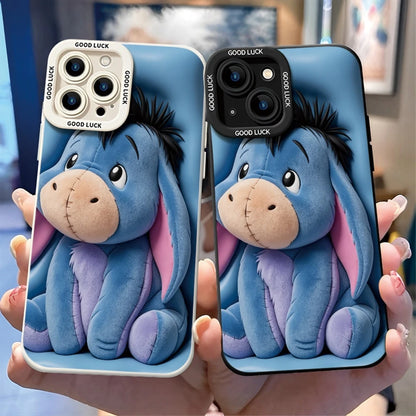 Disney Winnie The Pooh Eeyore Phone Case- Sweet Eeyore With Stitched Details And Pink Inner Ears, On A Calming Light Blue Background, Compatible With IPhone 17, 16, 15, 14, 13, 12, 11 Pro Series And