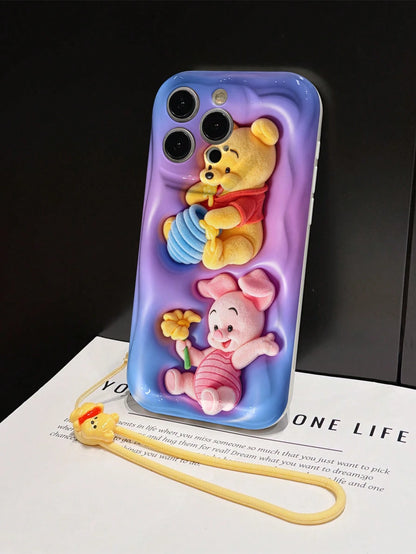 Disney Winnie The Pooh & Friends Phone Case With Winnie The Pooh Pendant- Perfect Gift For Pooh Fans, Protective Cover For IPhone.Compatible With IPhone 17, 16, 15, 14, 13, 12, 11 Pro Series, Ideal