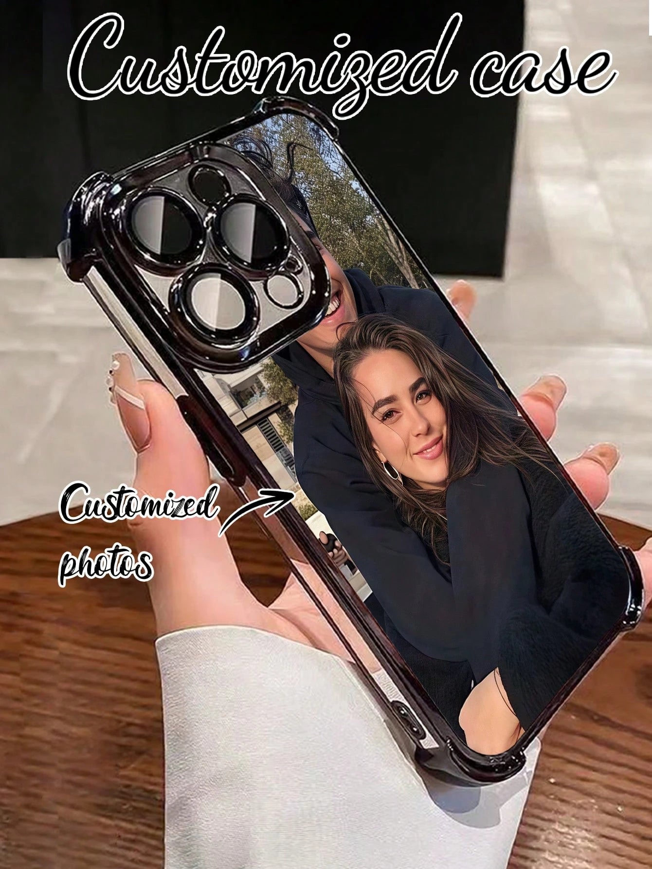DIY Black Shockproof Integrated Lens Protection Customized Photo Printed Phone Case Airbag Design Compatible With 17 Pro Max/16 Pro/16 Plus/15/14/13/12/11 Birthday Anniversary Wedding Gift Party, Moth
