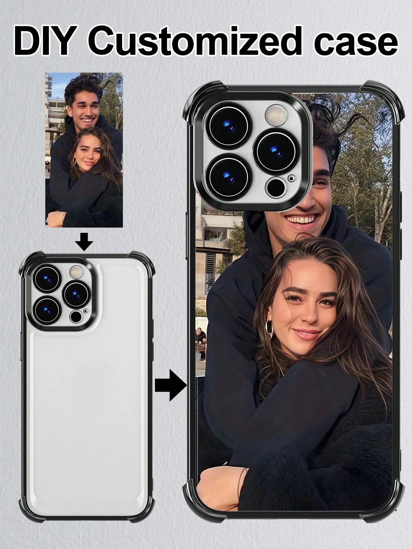 DIY Black Shockproof Integrated Lens Protection Customized Photo Printed Phone Case Airbag Design Compatible With 17 Pro Max/16 Pro/16 Plus/15/14/13/12/11 Birthday Anniversary Wedding Gift Party, Moth