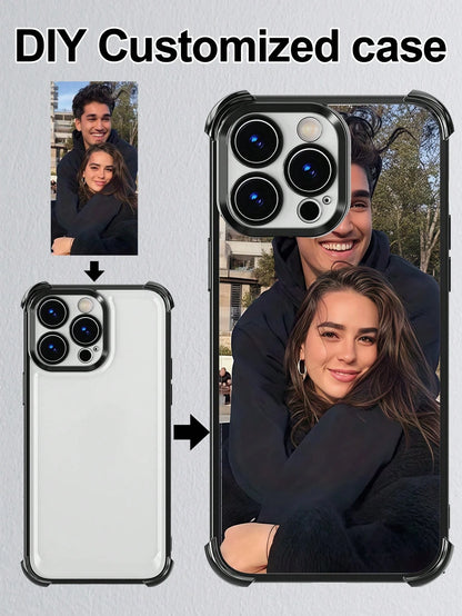DIY Black Shockproof Integrated Lens Protection Customized Photo Printed Phone Case Airbag Design Compatible With 17 Pro Max/16 Pro/16 Plus/15/14/13/12/11 Birthday Anniversary Wedding Gift Party, Moth