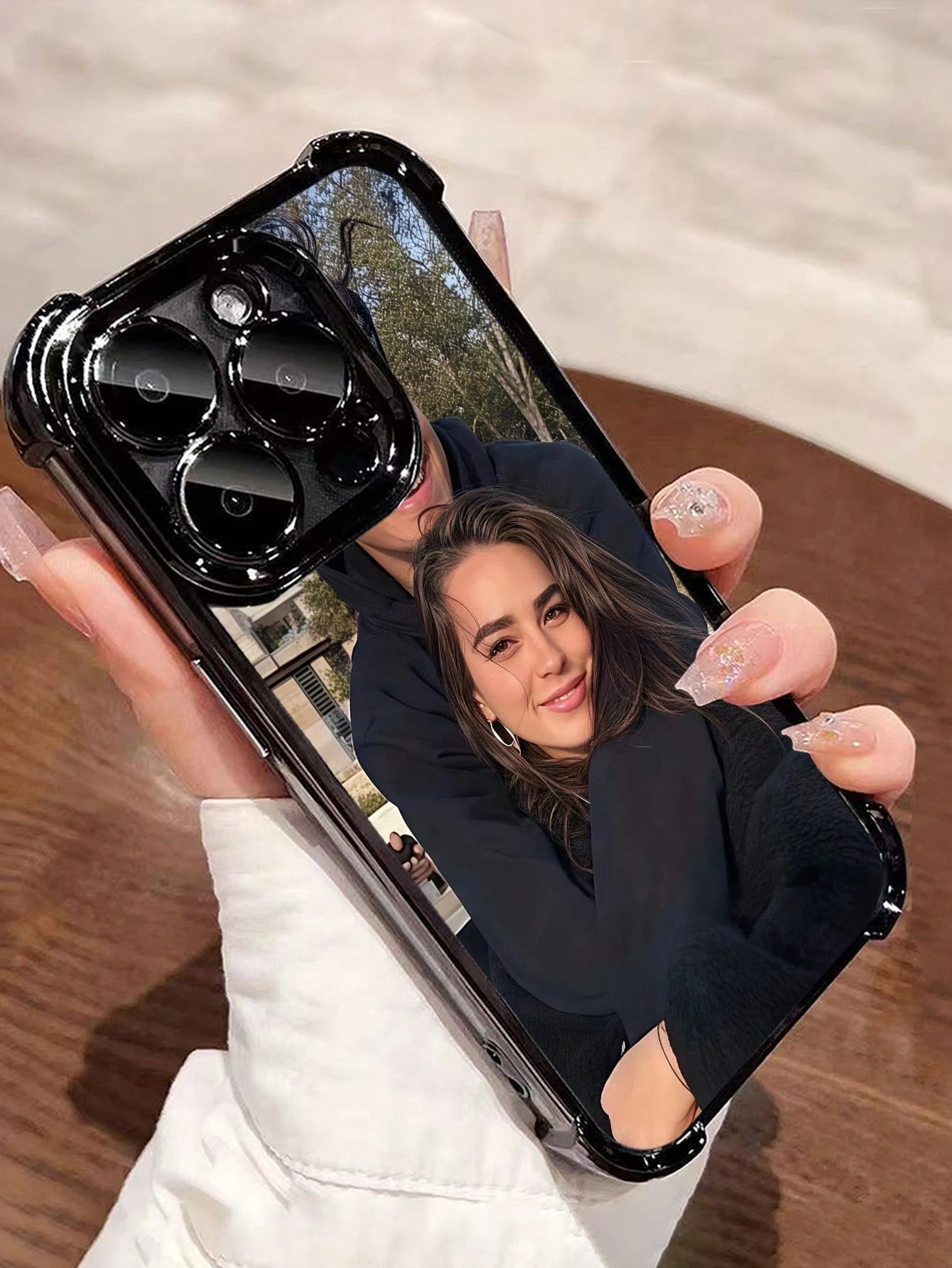 DIY Black Shockproof Integrated Lens Protection Customized Photo Printed Phone Case Airbag Design Compatible With 17 Pro Max/16 Pro/16 Plus/15/14/13/12/11 Birthday Anniversary Wedding Gift Party, Moth