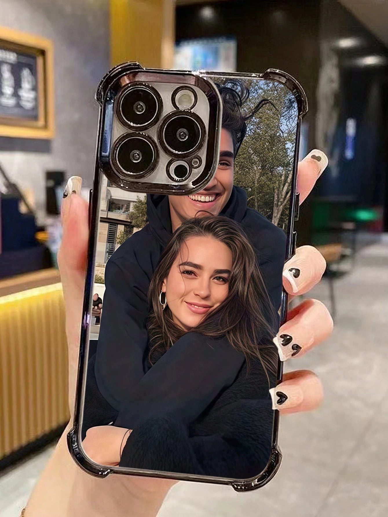 DIY Black Shockproof Integrated Lens Protection Customized Photo Printed Phone Case Airbag Design Compatible With 17 Pro Max/16 Pro/16 Plus/15/14/13/12/11 Birthday Anniversary Wedding Gift Party, Moth