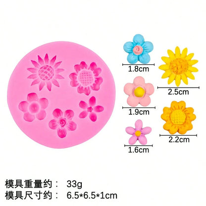 DIY Silicone Molds, Suitable For Fondant, Chocolate And Cake, Daisy, Sunflower, Rose And Leaf Shaped Baking Decoration Molds