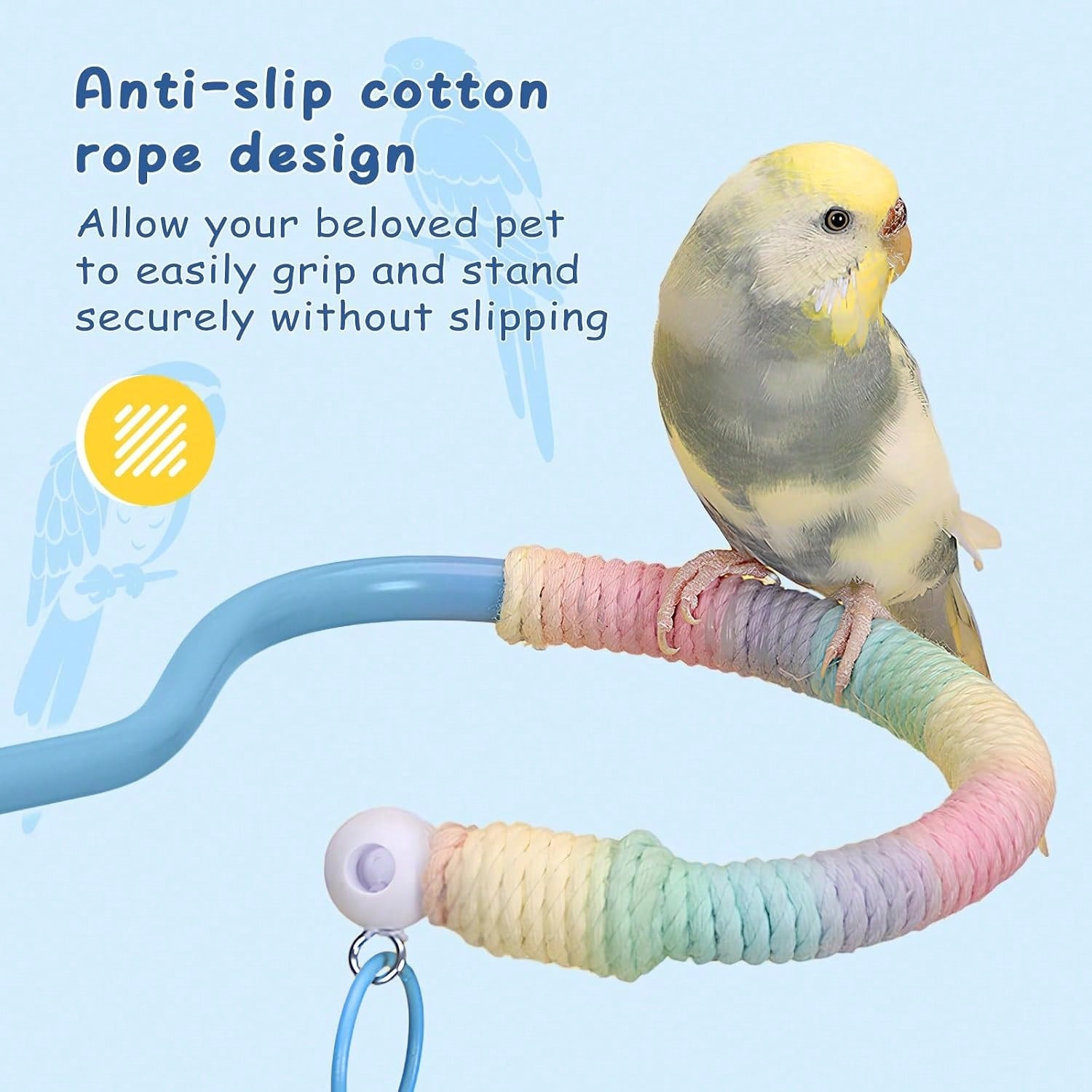 DKE&Amp;YMQ Bird Perch Stand With Pet Pad Set- Flexible Desktop Playground &Amp; Accessories For Parrots, Parakeets, Cockatiels, And Conures (Blue Medium)