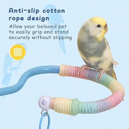 DKE&Amp;YMQ Bird Perch Stand With Pet Pad Set- Flexible Desktop Playground &Amp; Accessories For Parrots, Parakeets, Cockatiels, And Conures (Blue Medium)