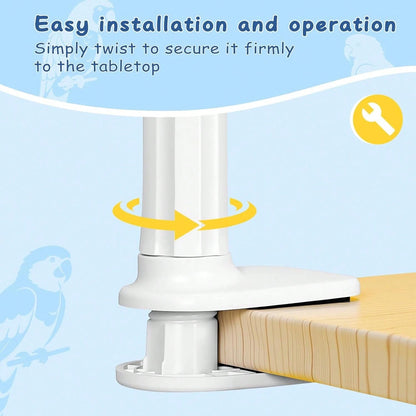 DKE&Amp;YMQ Bird Perch Stand With Pet Pad Set- Flexible Desktop Playground &Amp; Accessories For Parrots, Parakeets, Cockatiels, And Conures (Blue Medium)