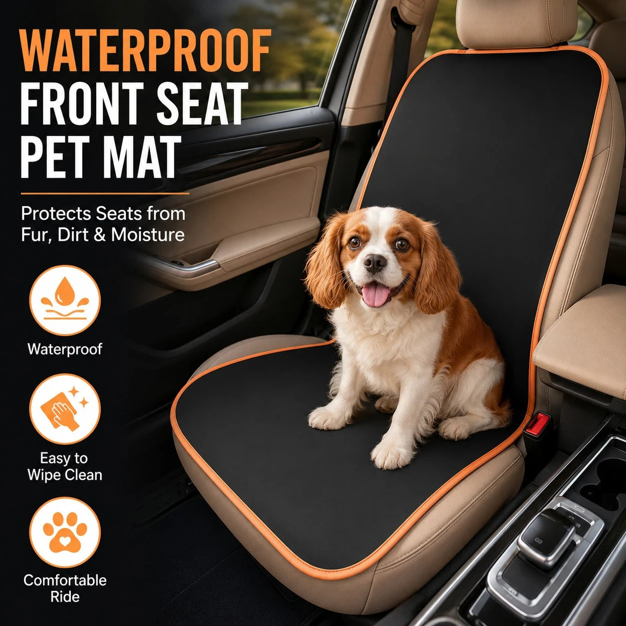Dog Car Seat Cover- Car Pet Seat Protector, Durable Fabric, Easy To Clean, Suitable For Long Trips, Essential For Dog Safety, Fits Small And Medium Dogs