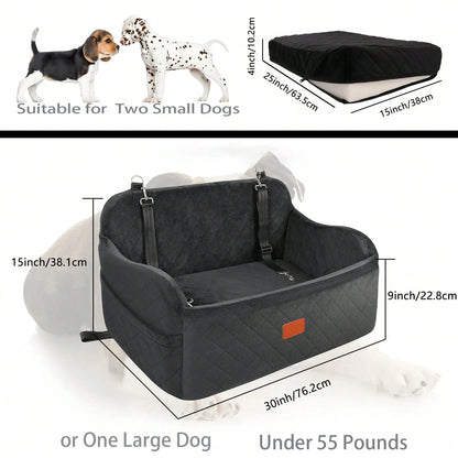 Dog Car Seat For Medium And Large Dogs, Pet Travel Car Bed With Seat Belt Pass-Through, Fully Removable And Washable Car Dog Seat With Adjustable Straps, 3 Straps For Easy Installation