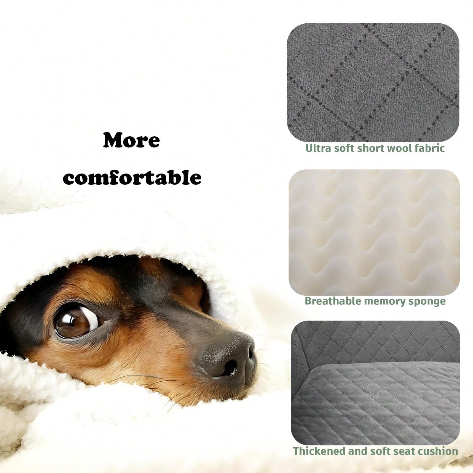 Dog Car Seat For Medium And Large Dogs, Pet Travel Car Bed With Seat Belt Pass-Through, Fully Removable And Washable Car Dog Seat With Adjustable Straps, 3 Straps For Easy Installation