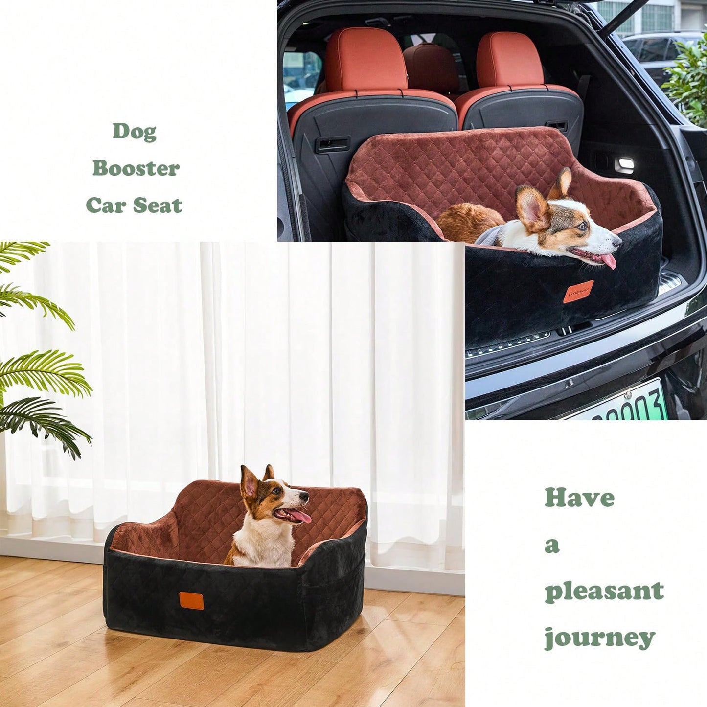 Dog Car Seat For Medium And Large Dogs, Pet Travel Car Bed With Seat Belt Pass-Through, Fully Removable And Washable Car Dog Seat With Adjustable Straps, 3 Straps For Easy Installation