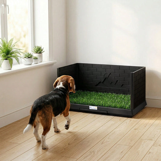 Dog Grass Pad With High Walls And Tray, Indoor Potty Tray For Puppy Training, Pee Pad Holder With Artificial Grass