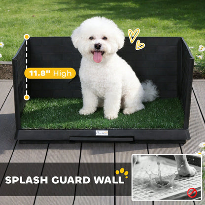 Dog Grass Pad With High Walls And Tray, Indoor Potty Tray For Puppy Training, Pee Pad Holder With Artificial Grass