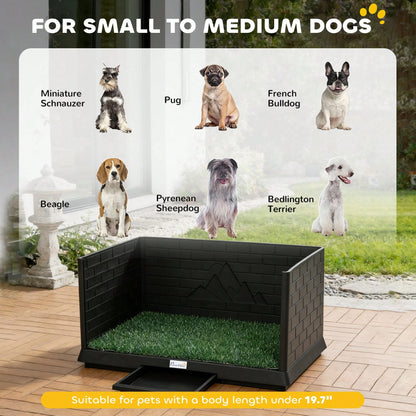 Dog Grass Pad With High Walls And Tray, Indoor Potty Tray For Puppy Training, Pee Pad Holder With Artificial Grass