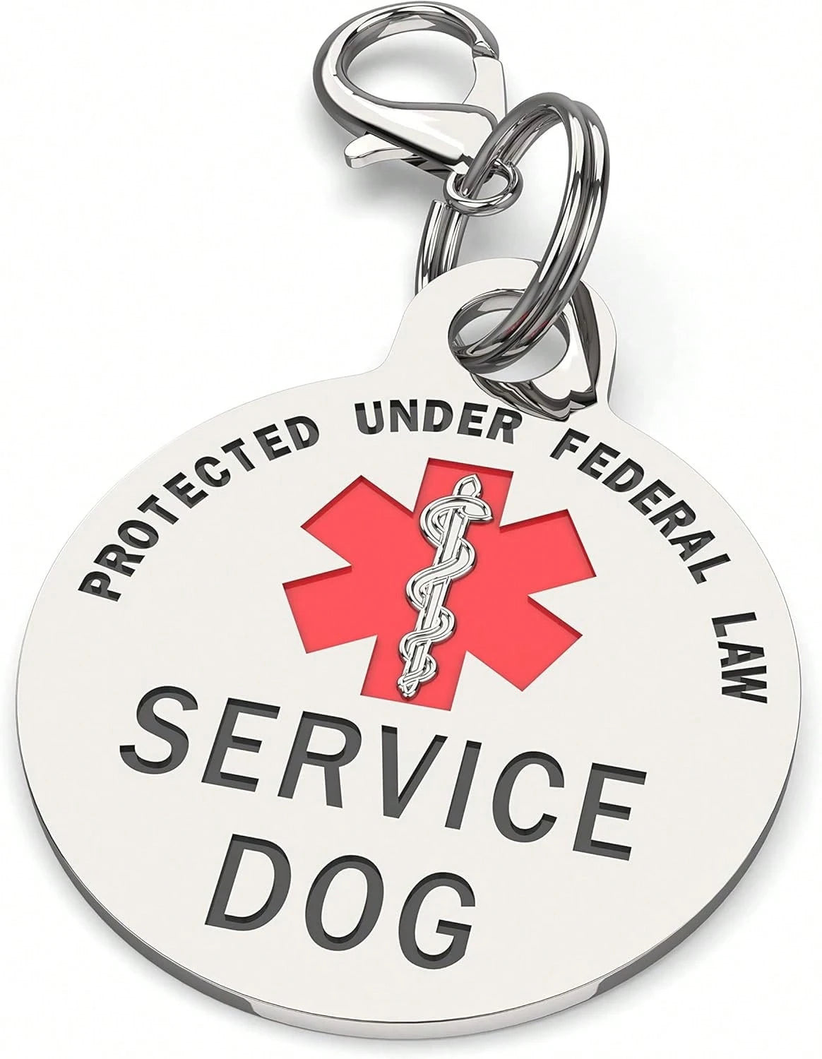 Double-Sided Guide Dog Identification Tag, With Federal Protection Symbol And Red Medical Alert Symbol| 1.25inch Durable Pet Identification Tag| Can Be Easily Worn On Collars, Harnesses, Or Vest