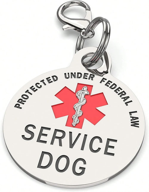 Double-Sided Guide Dog Identification Tag, With Federal Protection Symbol And Red Medical Alert Symbol| 1.25inch Durable Pet Identification Tag| Can Be Easily Worn On Collars, Harnesses, Or Vest