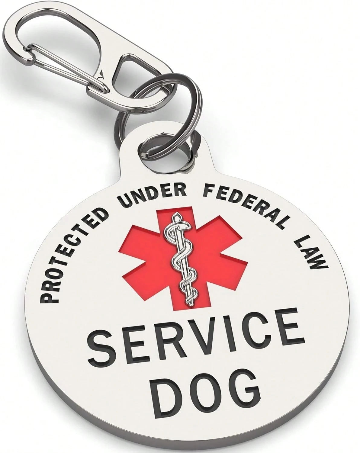 Double-Sided Guide Dog Identification Tag, With Federal Protection Symbol And Red Medical Alert Symbol| 1.25inch Durable Pet Identification Tag| Can Be Easily Worn On Collars, Harnesses, Or Vest