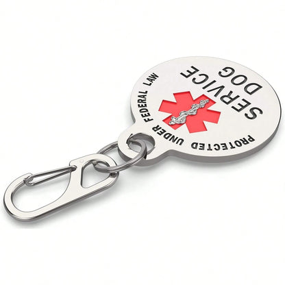 Double-Sided Guide Dog Identification Tag, With Federal Protection Symbol And Red Medical Alert Symbol| 1.25inch Durable Pet Identification Tag| Can Be Easily Worn On Collars, Harnesses, Or Vest