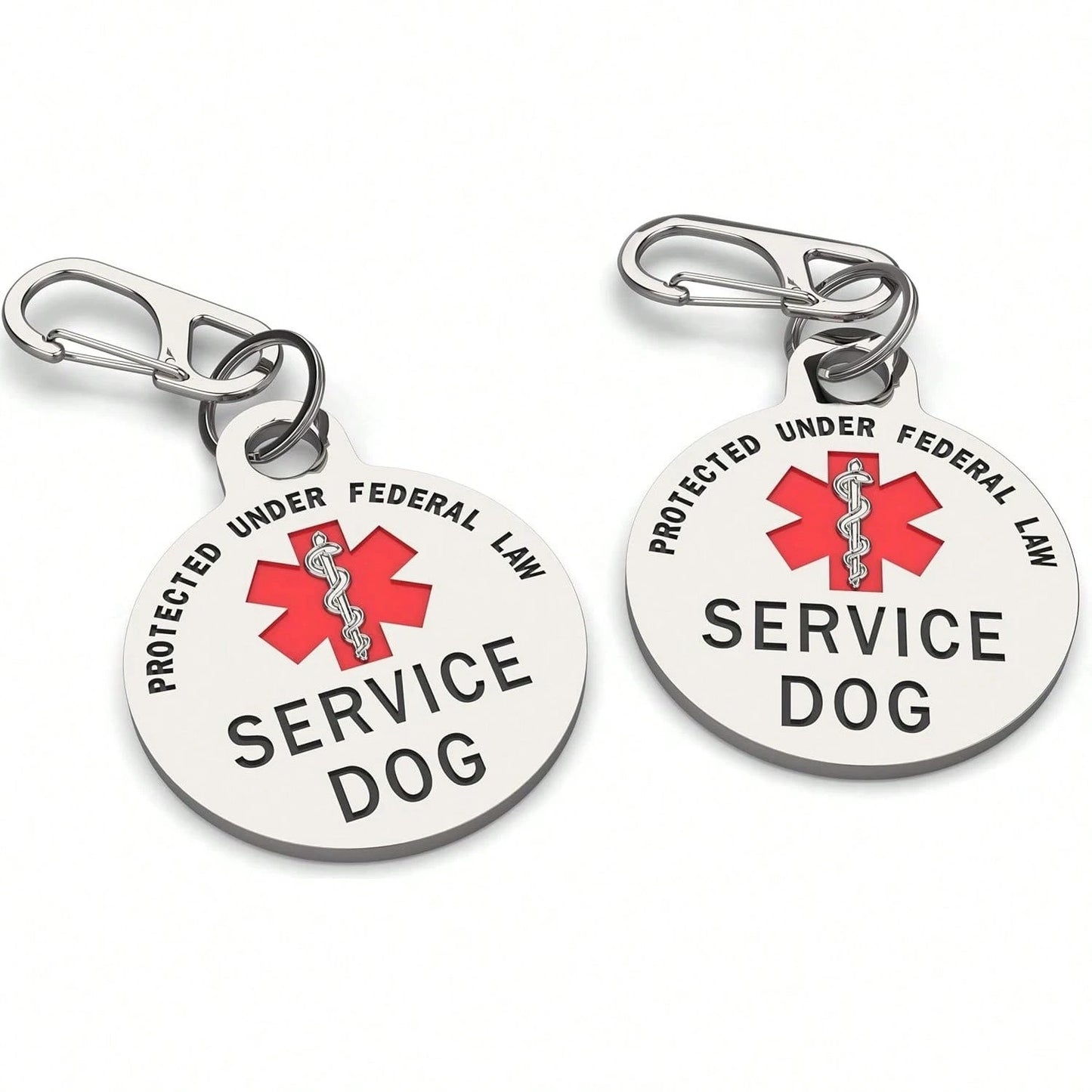 Double-Sided Guide Dog Identification Tag, With Federal Protection Symbol And Red Medical Alert Symbol| 1.25inch Durable Pet Identification Tag| Can Be Easily Worn On Collars, Harnesses, Or Vest
