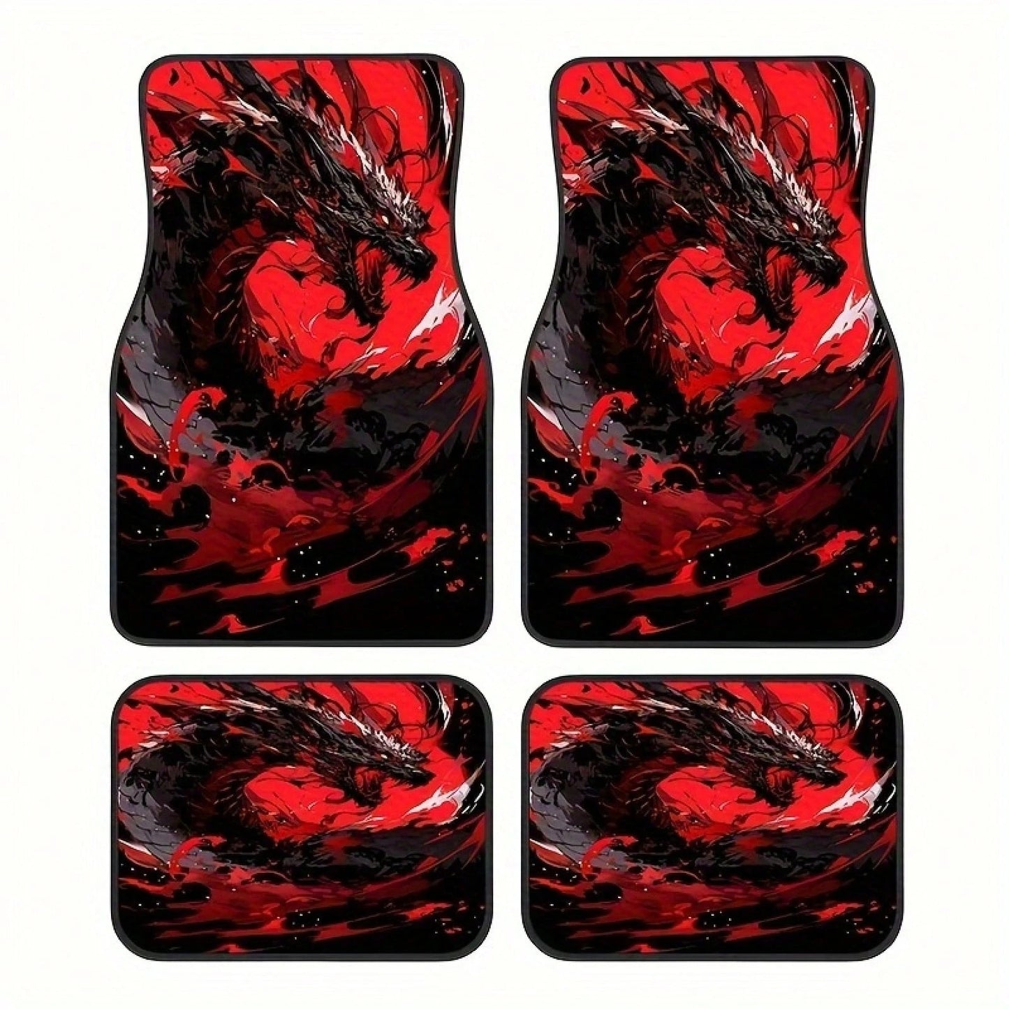 Dragon Pattern Car Floor Mat Set (4 Pieces)- Full Coverage For Front And Rear Rows, Suitable For Various Car Models Such As Sedans,, And SUVs. It Is An Excellent Gift Choice For Both Men And Women