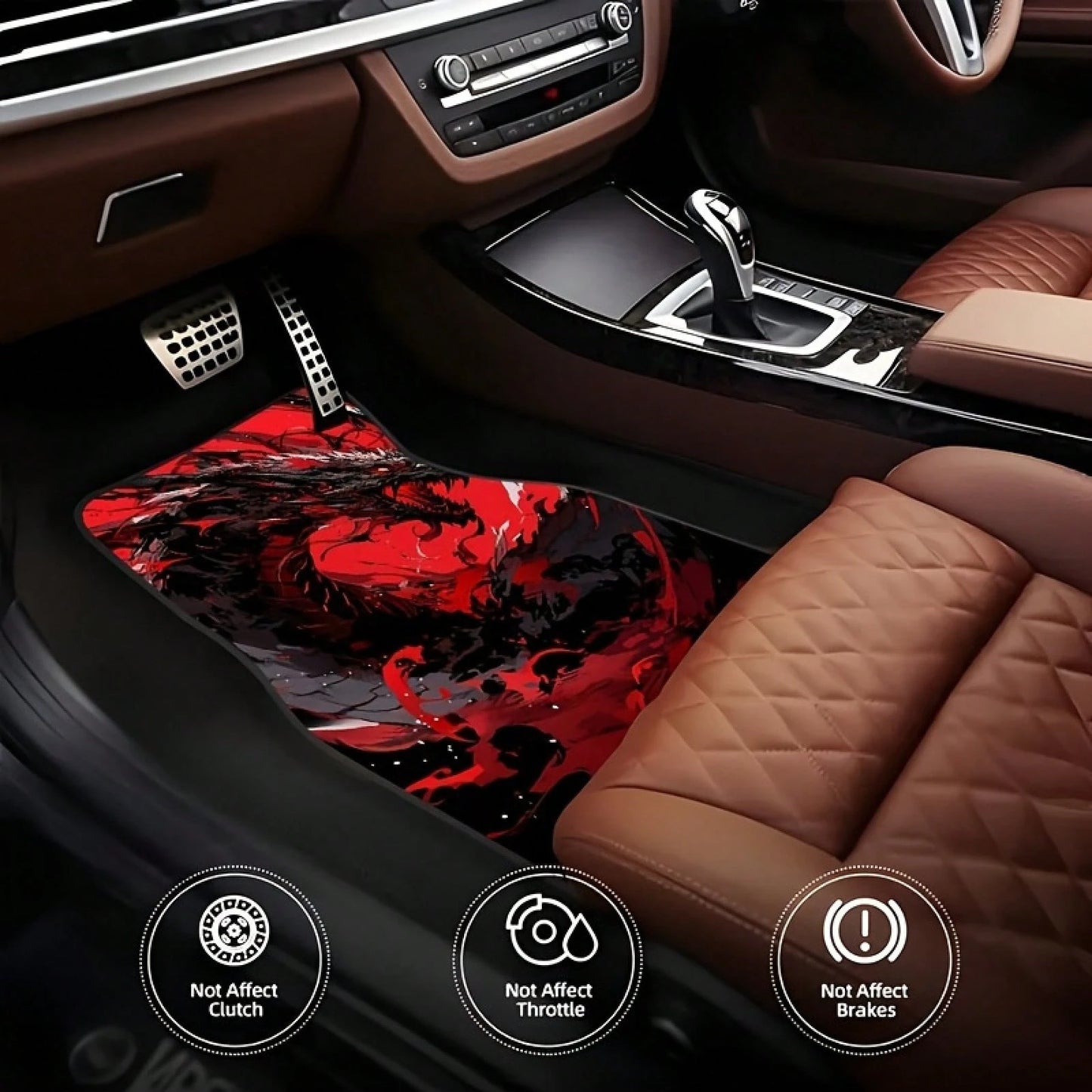 Dragon Pattern Car Floor Mat Set (4 Pieces)- Full Coverage For Front And Rear Rows, Suitable For Various Car Models Such As Sedans,, And SUVs. It Is An Excellent Gift Choice For Both Men And Women