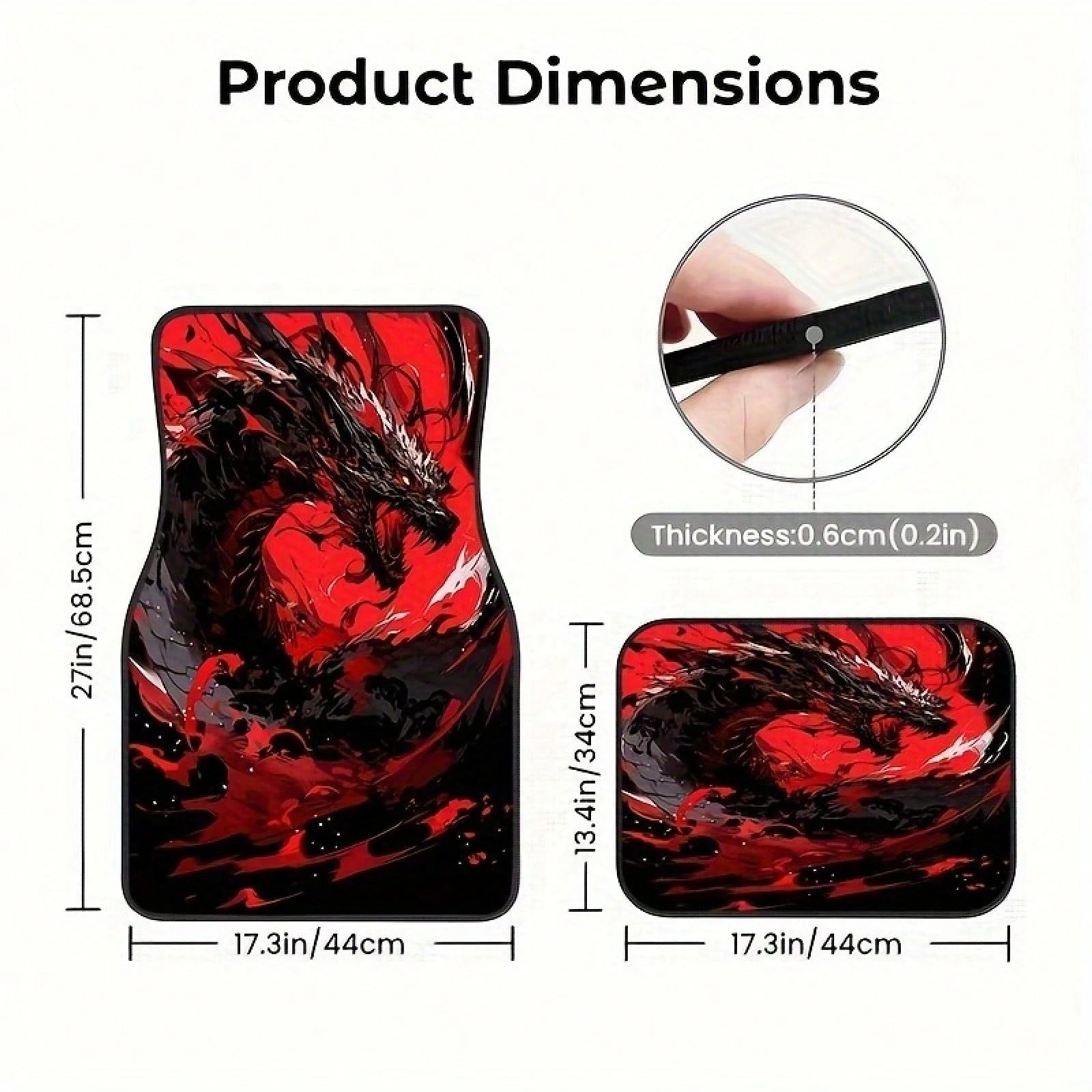 Dragon Pattern Car Floor Mat Set (4 Pieces)- Full Coverage For Front And Rear Rows, Suitable For Various Car Models Such As Sedans,, And SUVs. It Is An Excellent Gift Choice For Both Men And Women