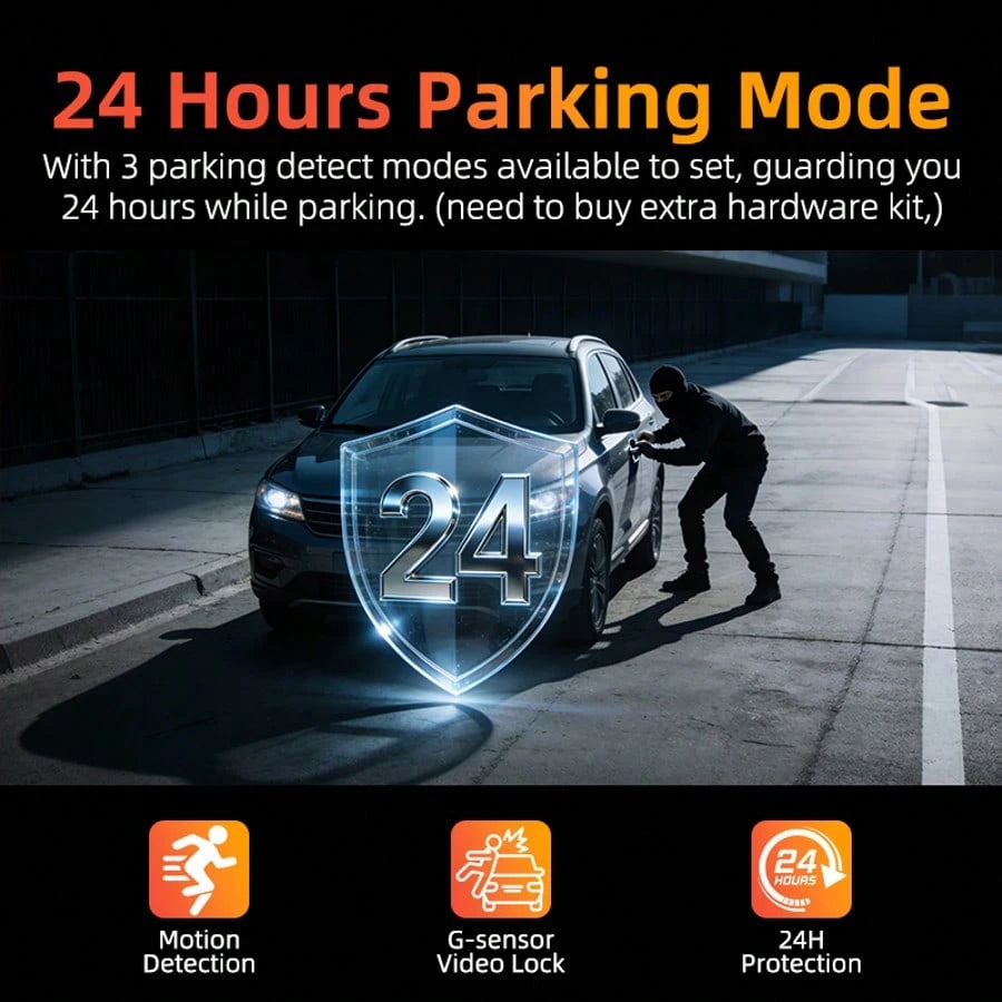 Dual-Channel Front And Rear, UHD Car Tachograph, 1296P Car Camera With Infrared Night Vision, Loop Recording, 64GB SD Card, WDR, 24-Hour Parking Mode, Loop Recording Christmas