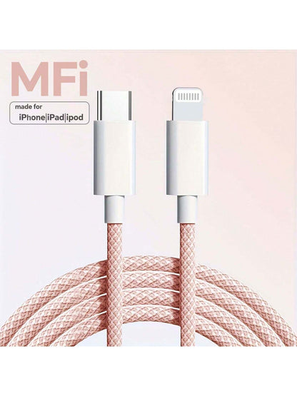 Durcord [MFi Certified] 1/4pcs 2m/6.6ft/78.74in Super Long Charging Cable, Multi-Color Nylon Braided USB-C To Lightning Fast Charging Data Cable, Compatible With IPhone 11 12 13 14 6 6S 7 8 Plus X XR