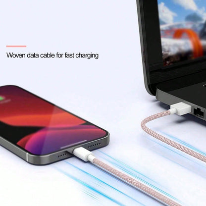 Durcord [MFi Certified] 1/4pcs 2m/6.6ft/78.74in Super Long Charging Cable, Multi-Color Nylon Braided USB-C To Lightning Fast Charging Data Cable, Compatible With IPhone 11 12 13 14 6 6S 7 8 Plus X XR