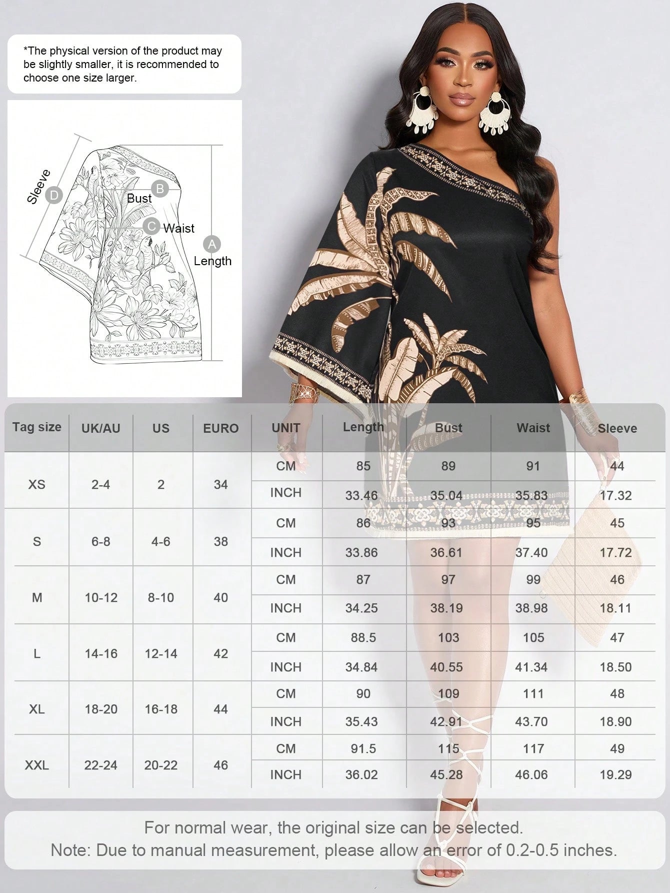 Early Autumn Black Tropical Plant Print One Shoulder Short Dress, Women's Elegant Beach Vacation Party Dress Summer