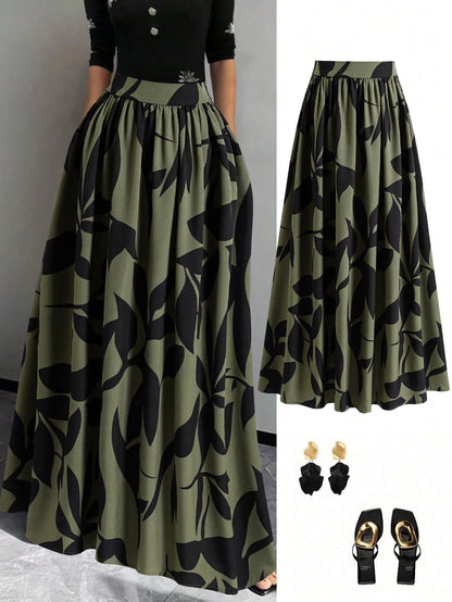 EARO Women's Floral Print High Waist A-Line Skirt, Summer Holiday Skirt Spring