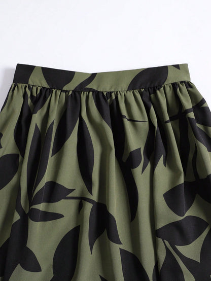 EARO Women's Floral Print High Waist A-Line Skirt, Summer Holiday Skirt Spring