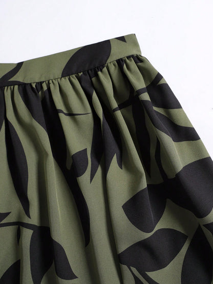 EARO Women's Floral Print High Waist A-Line Skirt, Summer Holiday Skirt Spring