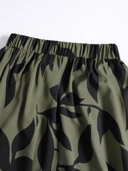 EARO Women's Floral Print High Waist A-Line Skirt, Summer Holiday Skirt Spring