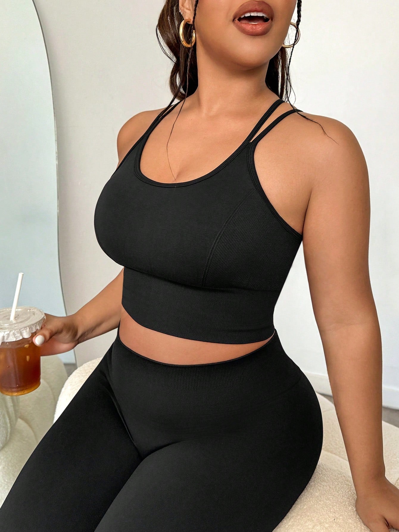Easithlete Plus Size Back Cross Laces Slim Fit Simple Style Outdoor Sports Underwear