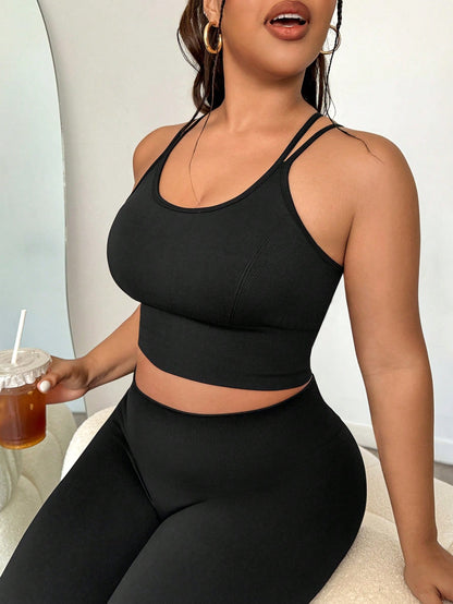 Easithlete Plus Size Back Cross Laces Slim Fit Simple Style Outdoor Sports Underwear