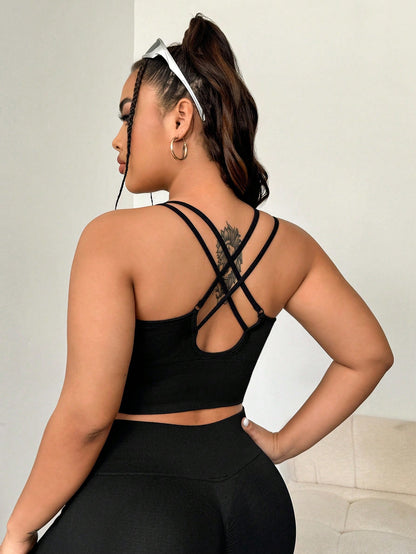 Easithlete Plus Size Back Cross Laces Slim Fit Simple Style Outdoor Sports Underwear