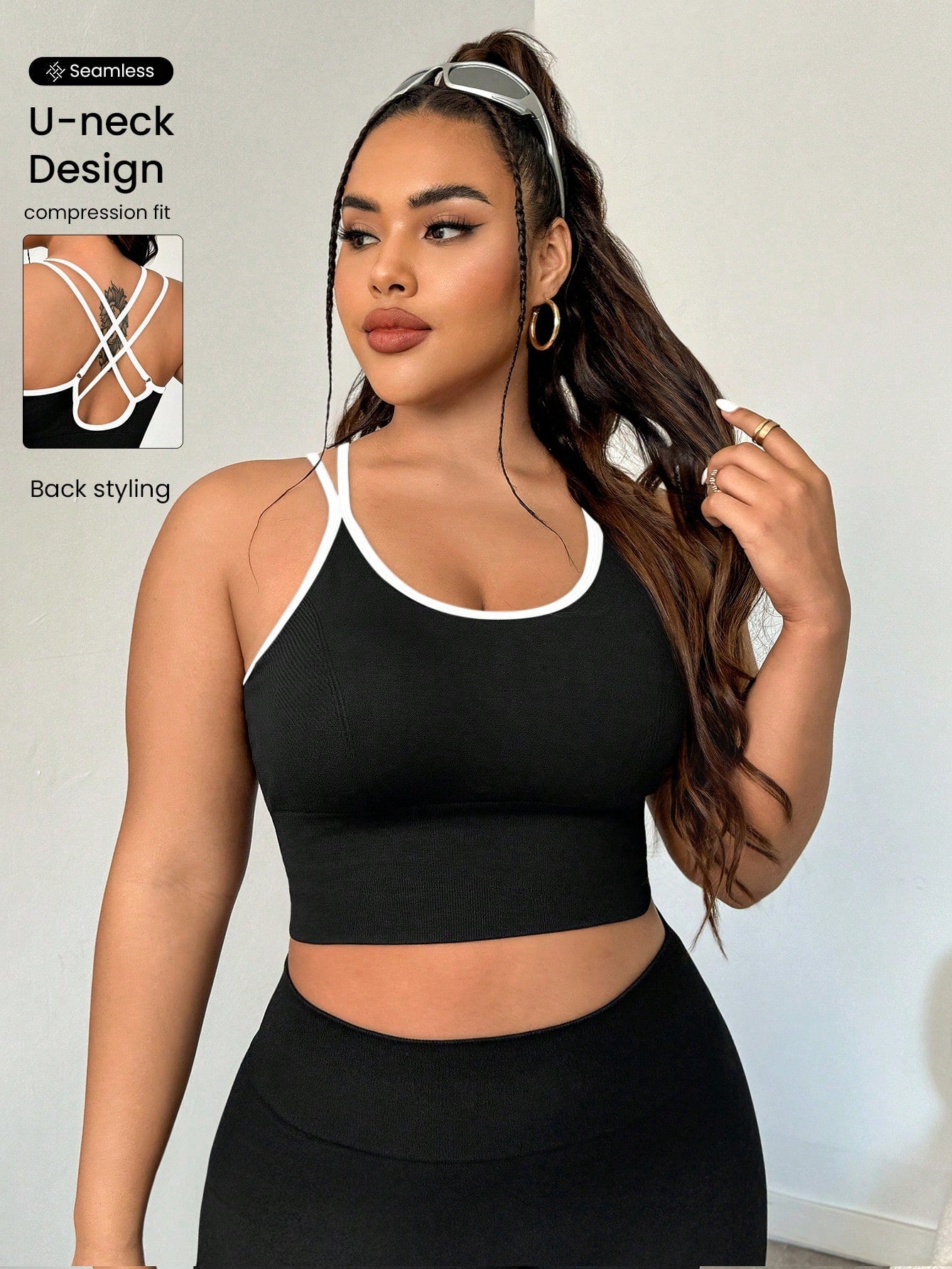 Easithlete Plus Size Back Cross Laces Slim Fit Simple Style Outdoor Sports Underwear