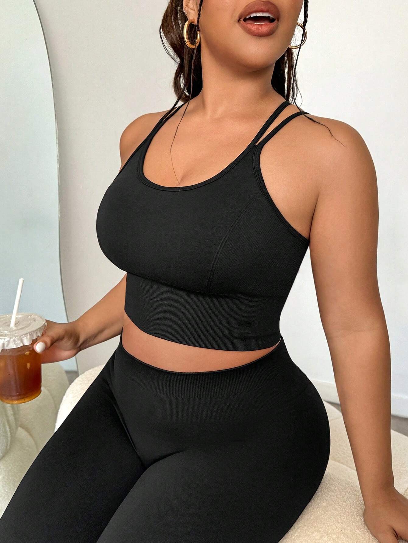 Easithlete Plus Size Back Cross Laces Slim Fit Simple Style Outdoor Sports Underwear