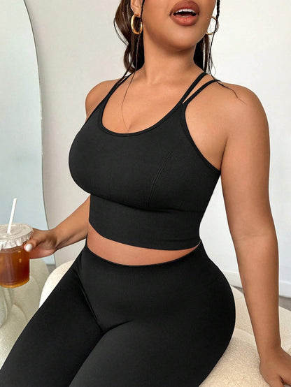 Easithlete Plus Size Back Cross Laces Slim Fit Simple Style Outdoor Sports Underwear